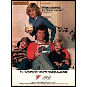 1984 Nabisco Brands Oreos Vintage Print Ad Family Time Son Daughter Wall Art